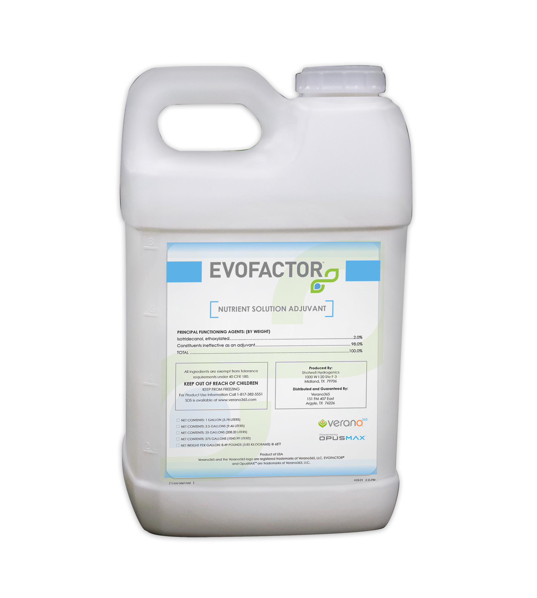 Evofactor™ Adjuvant 2.5 Gallon Jug – 2 per case