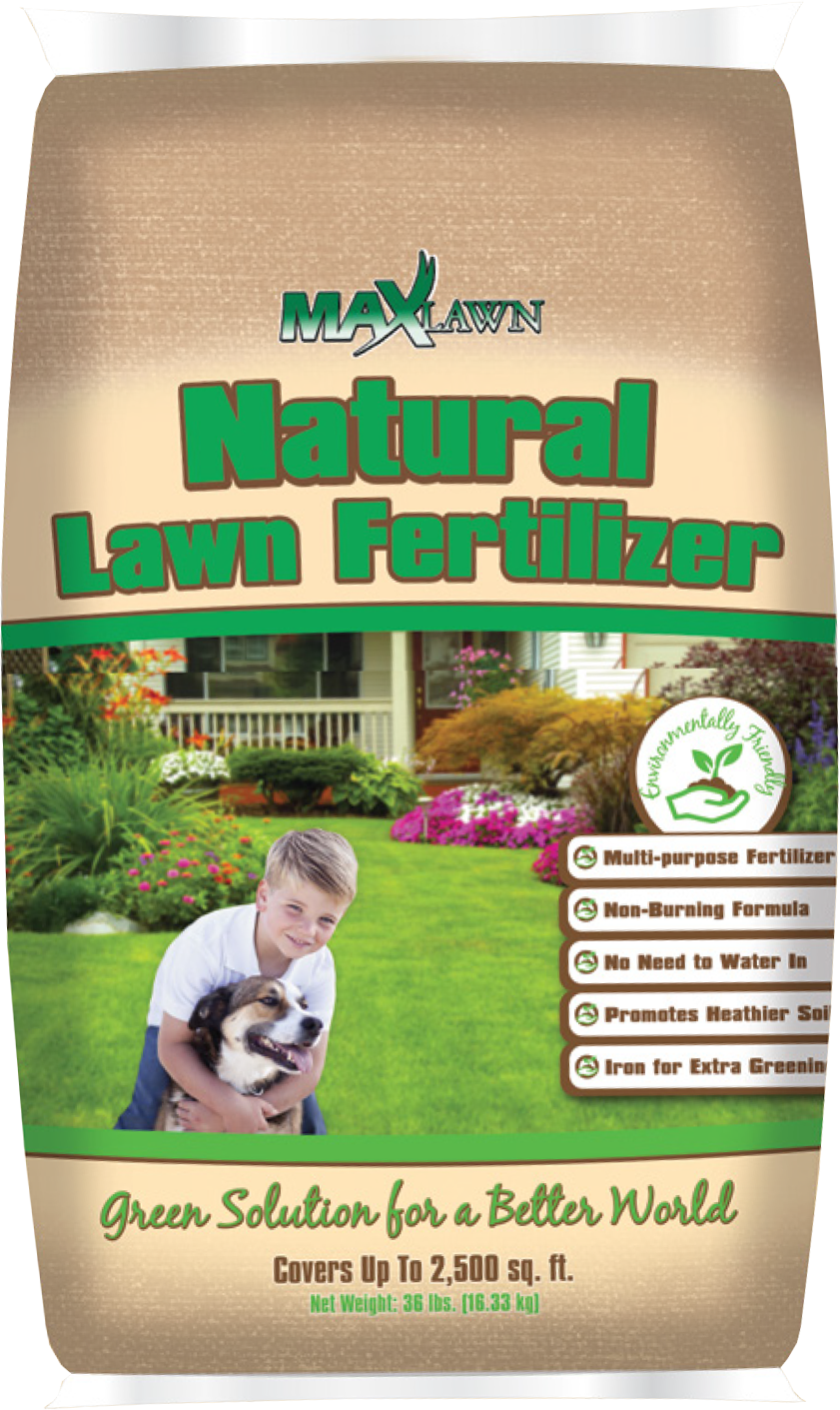 MAXLAWN Natural Lawn Fertilizer 4-3-0 1.5% FE 36lb Bag - 55 per Pallet