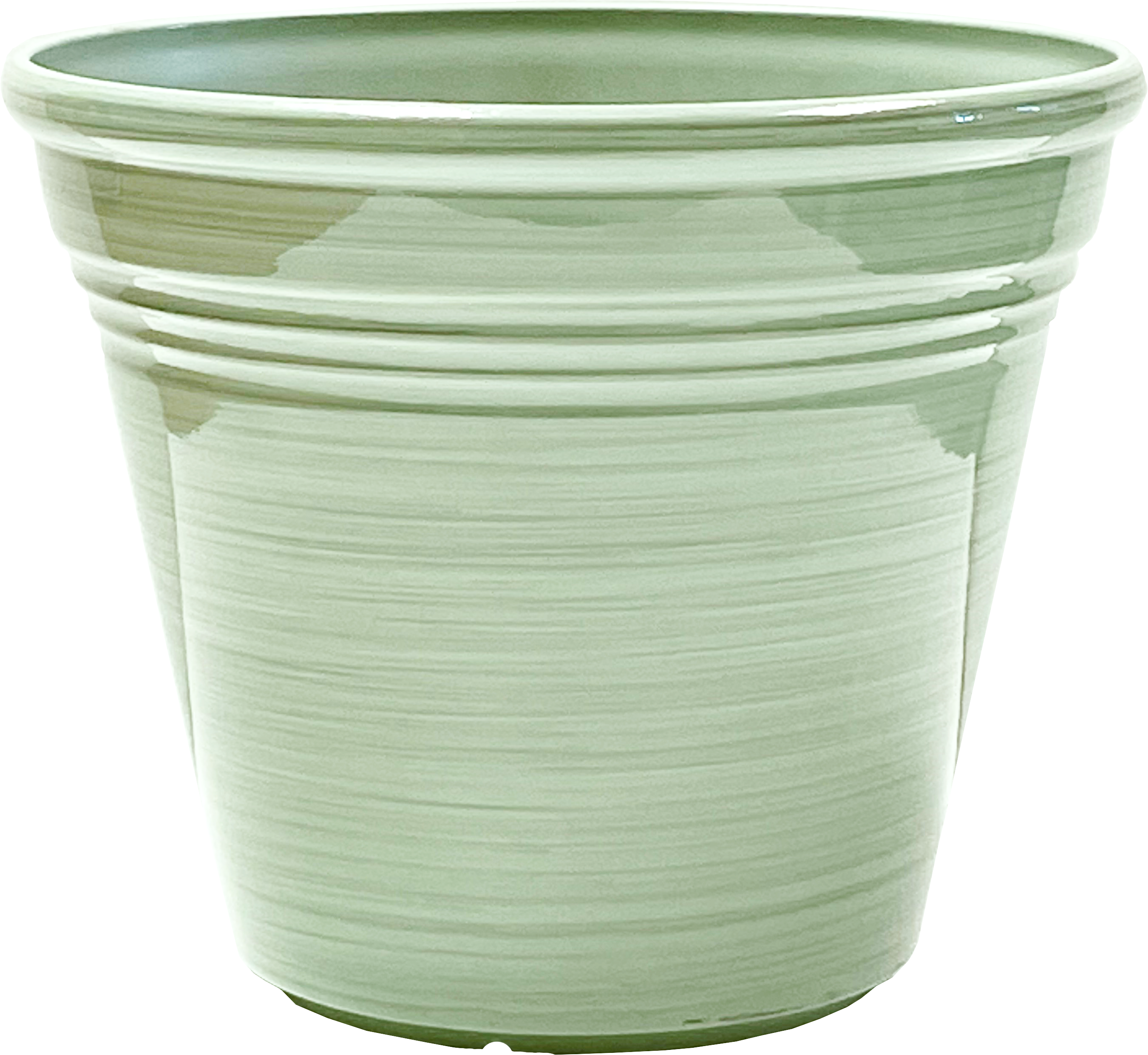 8 Inch Cassie Round Planter Sage with Lines – 24 per case