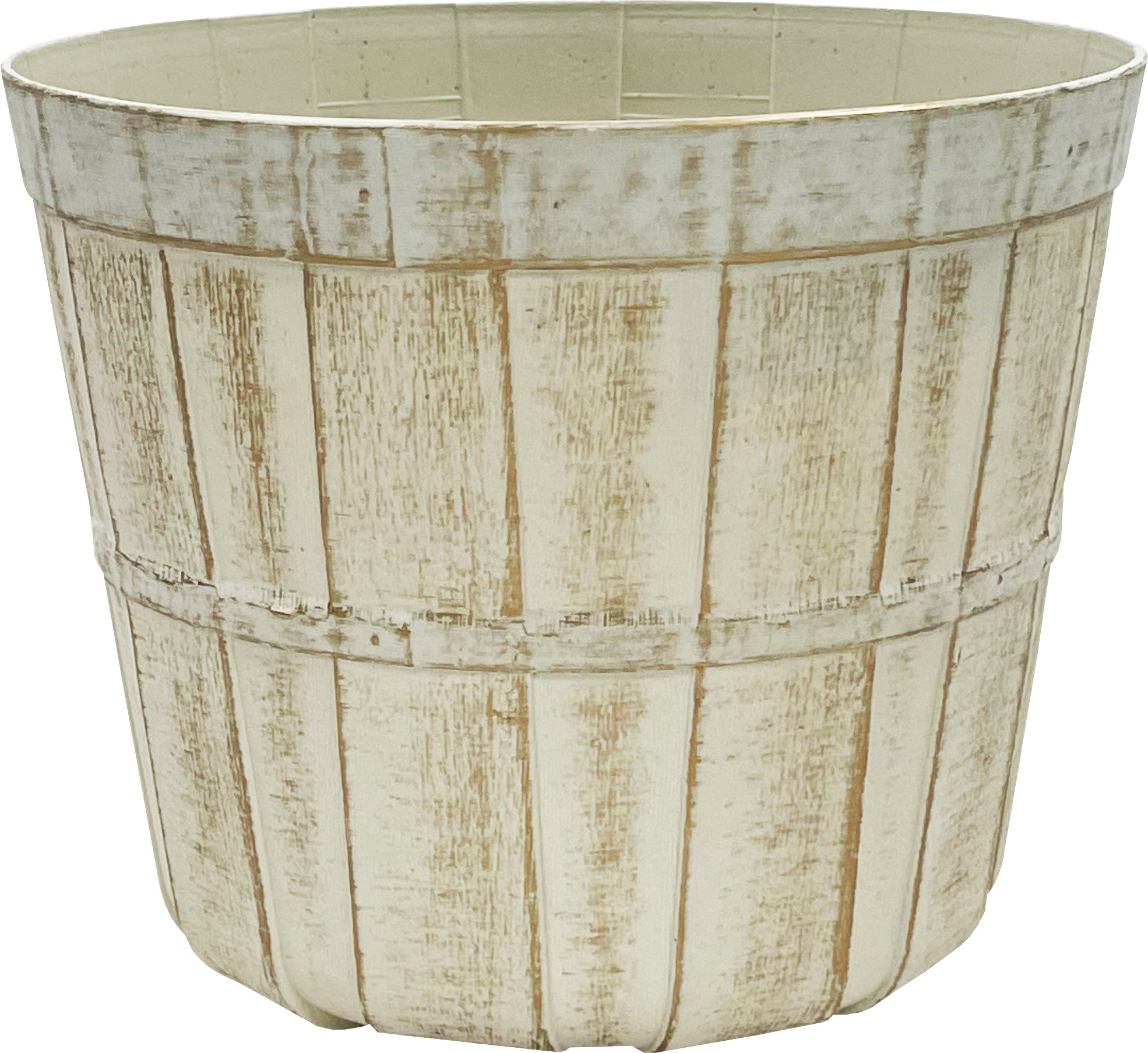 9 Inch Bushel Basket Planter White with Gold Wash – 48 per case