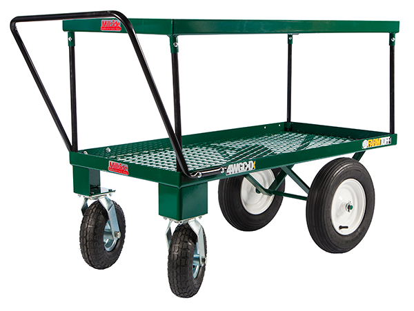 Metal Double Deck Wagon with Flat Free Pneumatic Tires - 24" x 48"