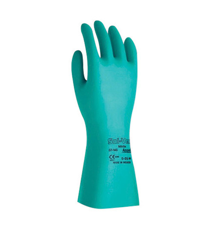 13" Unlined Nitrile Gloves Green 15 mil Size 8 - Medium