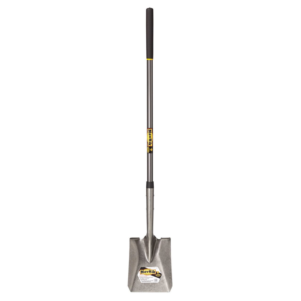 Mavrik Square Point Shovel Extended Socket 48 Inch Fiberglass Handle