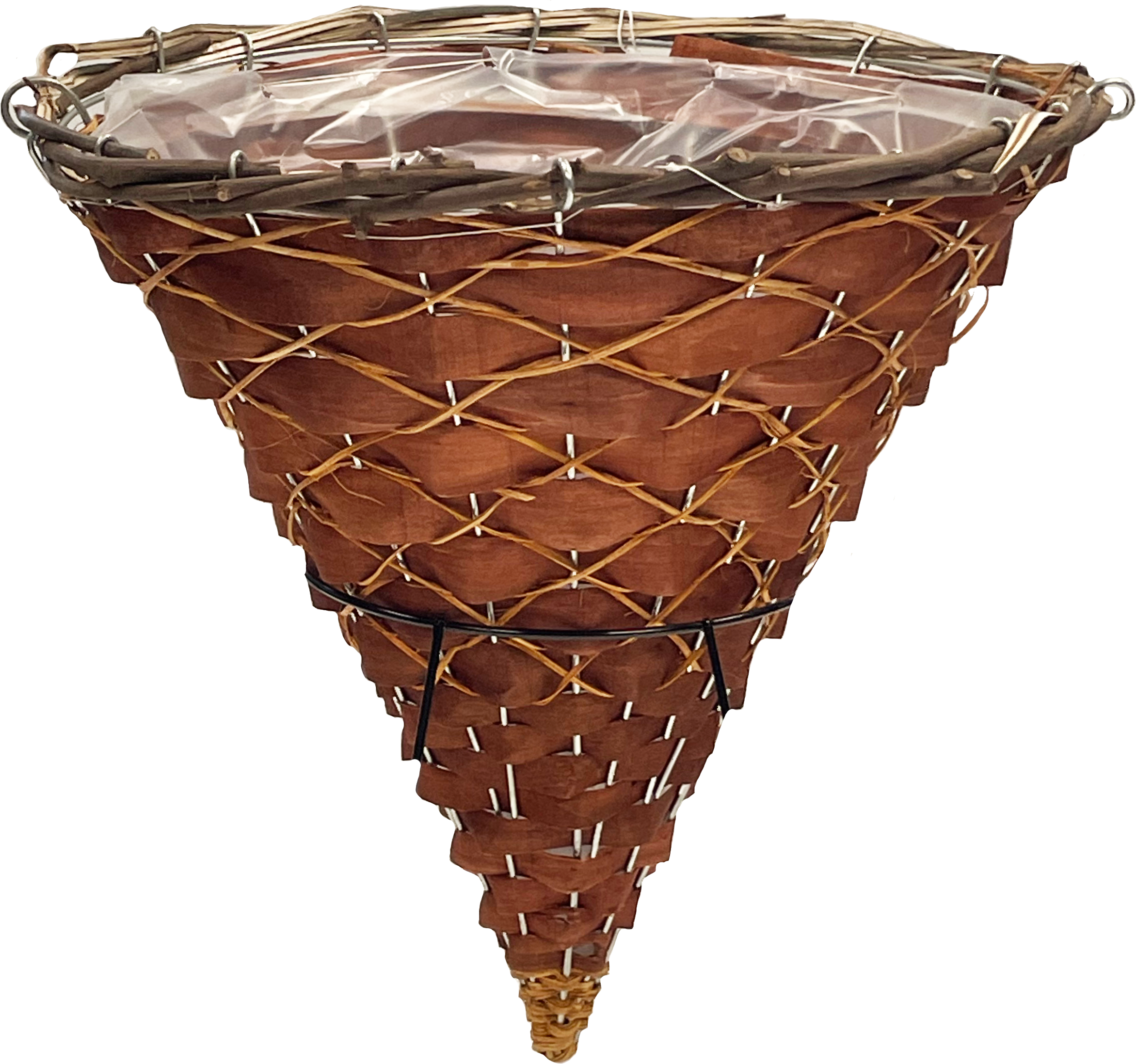 14 x 15 Inch Rattan Round Cone Copper 4 Strand Hanger – 20 per case