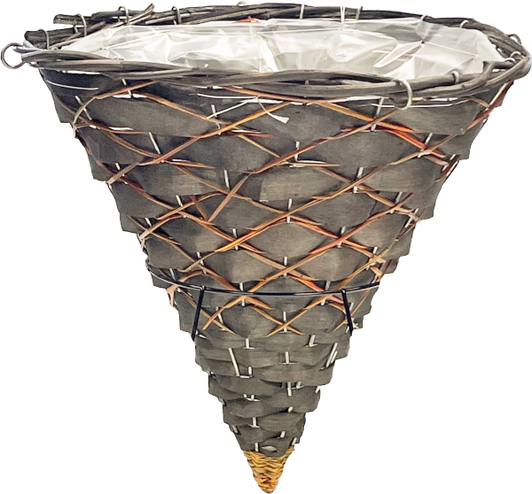 14 x 15 Inch Rattan Round Cone Silver 4 Strand Hanger – 20 per case