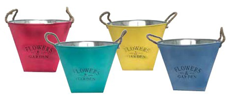 10 Inch Metal Planters Colorful - 12 per case